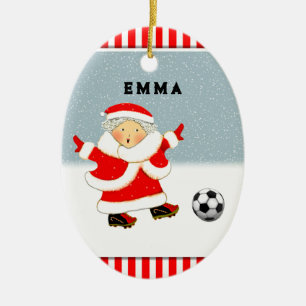 Girls Soccer Christmas Collectable Ceramic Ornament