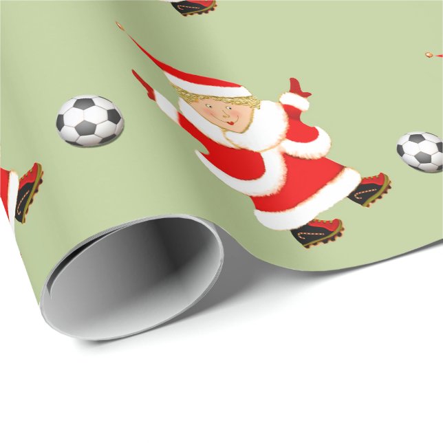 Girls Soccer Christmas Gift Wrapping Paper (Roll Corner)