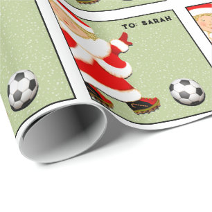 Girls Soccer Christmas Holiday Gift Wrapping Paper