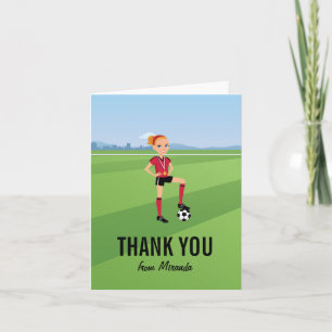 Girl's Soccer Game Thank You Card