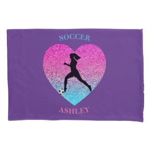 Girls Soccer Personalised Purple Pillowcase