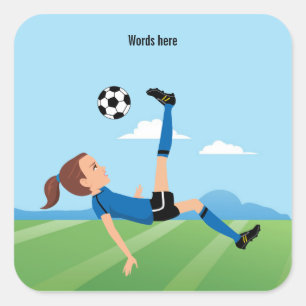 Girl's Soccer Player 3 inch Square Sticker