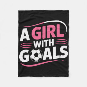 Girls Soccer Player A Girl With Goals Confidence M Fleece Blanket
