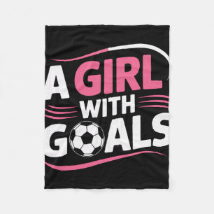 Girls Soccer Player A Girl With Goals Confidence M Fleece Blanket