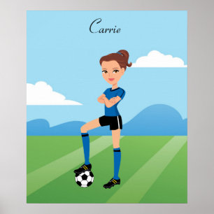 Girl's Soccer Player Illustration Poster
