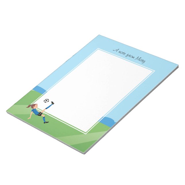 Girl's Soccer Player Notepad (Angled)