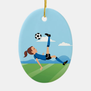 Girl's Soccer Player Personalised Ceramic Ornament