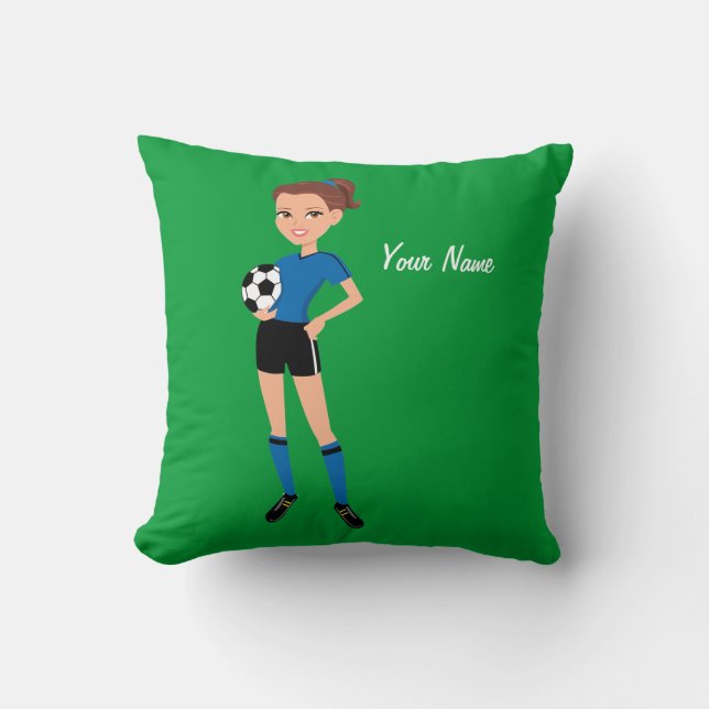 Girl's Soccer Player Personalised Cushion (Front)