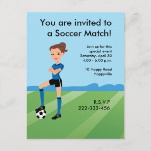 Girl's Soccer Player Personalised Invitation