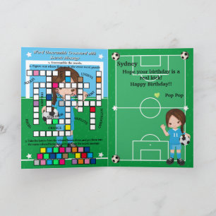 Girls Soccer Secret Message Happy Birthday Card