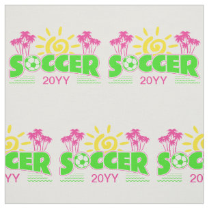 Girls Soccer Sunshine Palm Trees Fabric