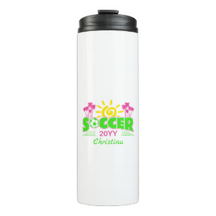 Girls Soccer Sunshine Palm Trees Thermal Tumbler