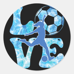 Girls Soccer T Shirt Women Toddler Teen Soccer Lov Classic Round Sticker