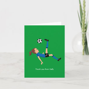 Girl's Soccer Thank You Card