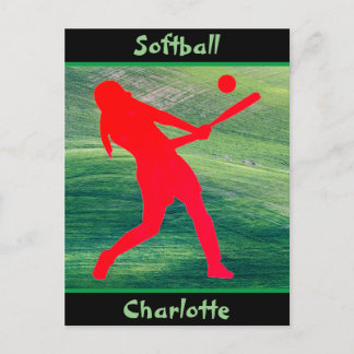 Girls Softball Batter Up on Green  Postcard