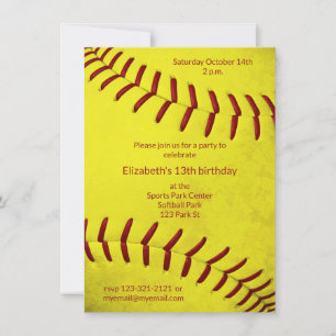girls softball birthday or team party invitation