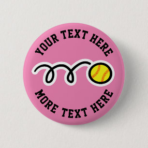 Girl's softball Birthday party favour custom name 6 Cm Round Badge