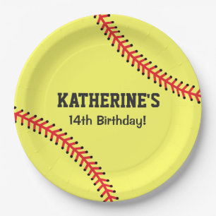 Girls Softball Birthday Party Theme Paper Plate