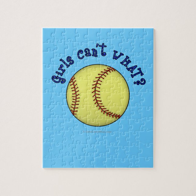 Girls Softball-Blue Jigsaw Puzzle (Vertical)