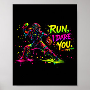 Girls softball catcher graphic bold colour splatte poster