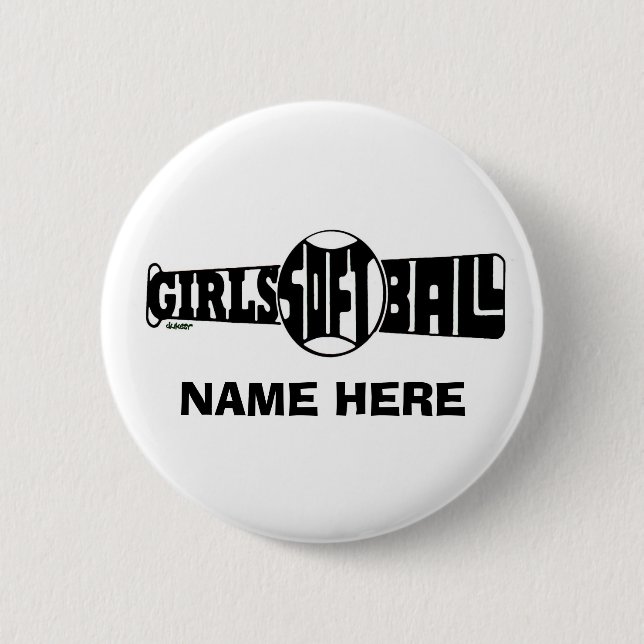 GIRLS SOFTBALL  (CUSTOM) 6 CM ROUND BADGE (Front)