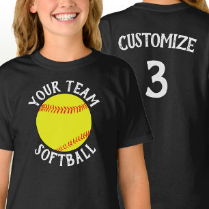 Girls Softball Custom Team/Player Name and Number T-Shirt