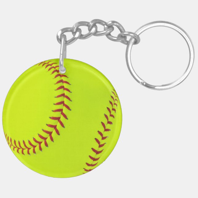 Girls Softball double sided round keychain (Back Left)