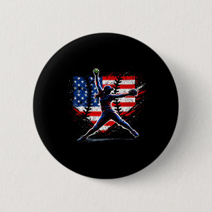 Girls Softball Pitcher Red White Blue Summer 6 Cm Round Badge