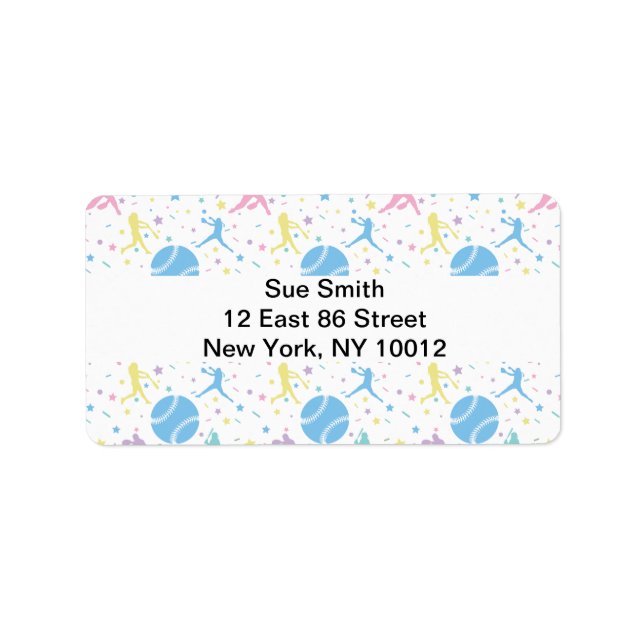 Girls Softball Player Stars Label (Front)