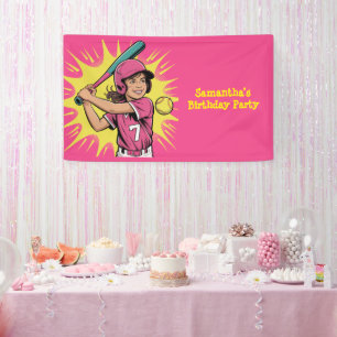 Girls Softball Softball Birthday Party Banner