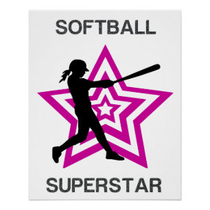Girls Softball Superstar Poster