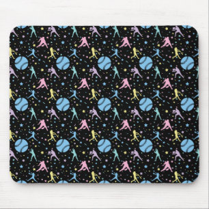 Girls Softball - Women Players with Stars Mouse Pad