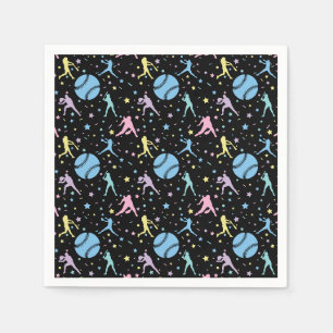Girls Softball - Women Players with Stars Napkin