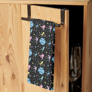 Girls Softball - Women Players with Stars Tea Towel