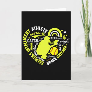 Girls Softll Catcher Great For Teens Heart Brave C Card