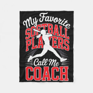 Girls Softll Coach My Favorite Softll Players Red Fleece Blanket