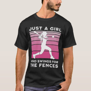 Girls Softll Just A Girl Who Swings For The Fences T-Shirt