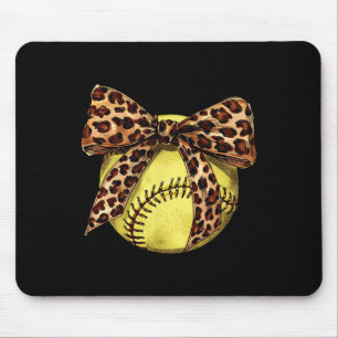 Girls Softll Leopard Animal Print Bow Ribbon Mom D Mouse Pad