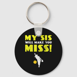 Girls Softll Pitcher Sister Brother Funny Key Ring