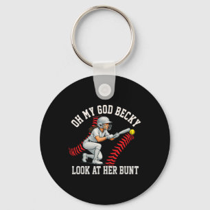 Girls Softll Player Bunt Pun Look At Her Bunt Funn Key Ring