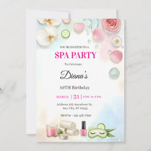 Girls Spa Birthday Party Invitation Pamper Party