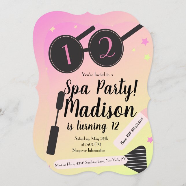 Girls Spa Birthday Party Makeup Sleepover Invitation (Front/Back)
