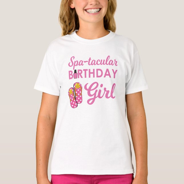 Girl's Spa Birthday Party T-Shirt (Front)