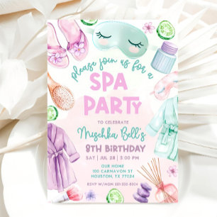 Girls Spa Birthday, Spa Party Birthday Glam Party Invitation