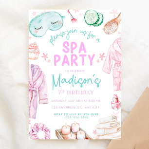 Girls Spa Birthday, Spa Party Birthday Invitation, Invitation