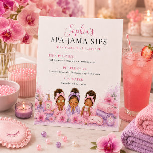 Girls Spa-Jama Birthday Mocktail Drink Menu Sign