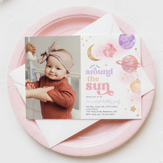 Girl's Space First Birthday Invitation (Creator Uploaded)