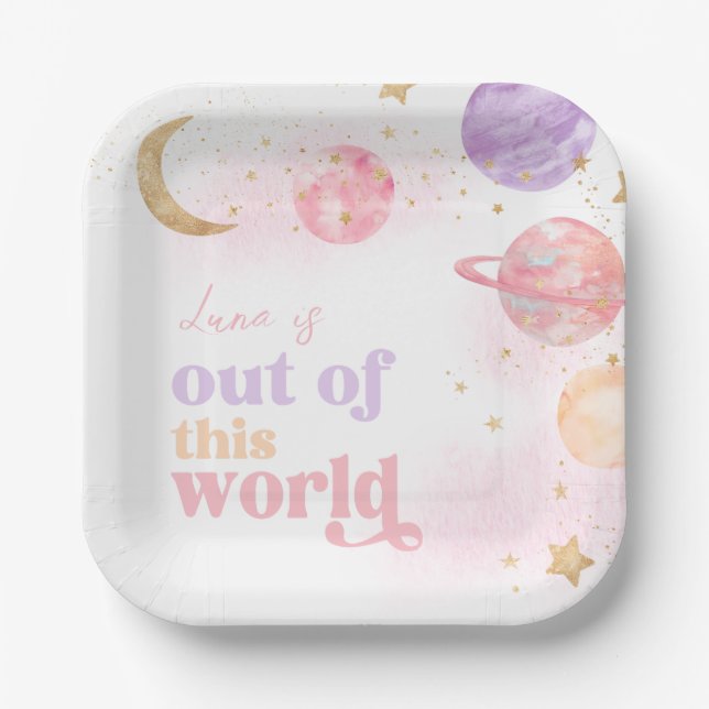 Girl's Space Party Plates (Front)