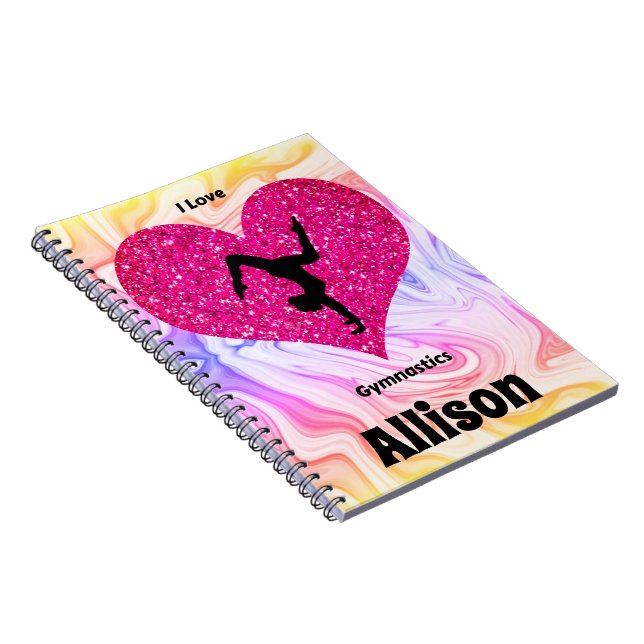 GIRLS SPARKLE PERSONALIZED GYMNASTICS NOTEBOOK (Right Side)