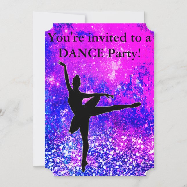 Girls Sparkly Dance Birthday Party Invitations (Front)
